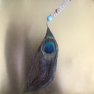 Peacock feather necklace